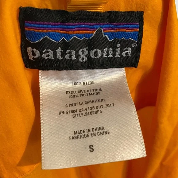Patagonia Dragonfiy Ultralight Hiking Shell Mens S Orange Anorak Pullover 24020 - Picture 8 of 9